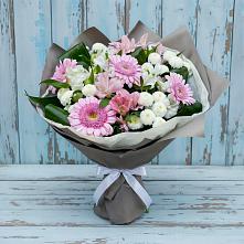Букет цветов из:  Герберы, Альстромерии и Хризантемы в Ильинке Новокузнецк