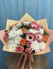 Букет цветов из:  Розы, Герберы и Хризантемы #REPLACE_PRED# Ильинке Новокузнецк