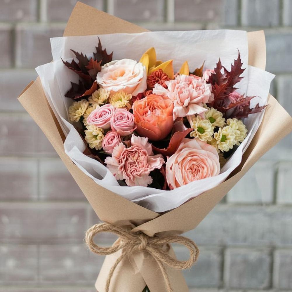 Букет цветов из: Гвоздики, Хризантемы и Розы в Ильинке Новокузнецк