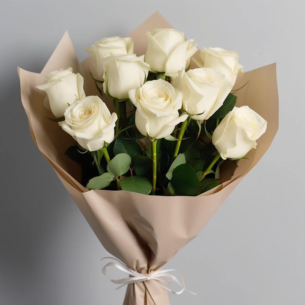 Букет 9 Белых роз Эдлесс Лав в Ильинке Новокузнецк