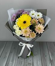 Букет цветов из:  Розы, Герберы и Хризантемы #REPLACE_PRED# Ильинке Новокузнецк