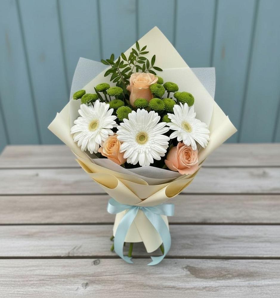 Букет цветов из: Герберы, Розы и Хризантемы в Ильинке Новокузнецк