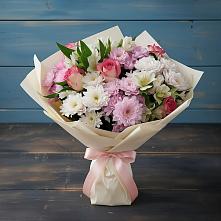 Букет цветов из:  Хризантемы, Альстромерии и Розы в Ильинке Новокузнецк