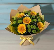 Букет цветов из:  Герберы и Хризантемы #REPLACE_PRED# Ильинке Новокузнецк