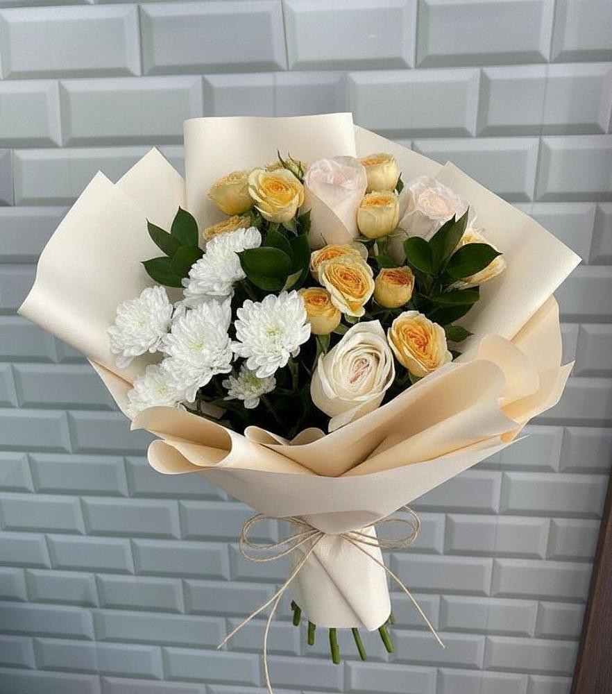 Букет цветов из: Розы и Хризантемы в Ильинке Новокузнецк