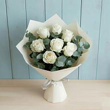 Букет Белые розы в Эвкалипте в Ильинке Новокузнецк