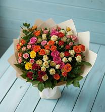 Букет Микс из разноцветных кустовых роз в Ильинке Новокузнецк